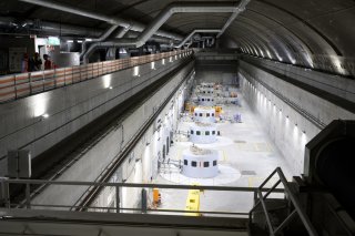 La caverne des machines de la centrale de pompage-turbinage de Nant de Drance